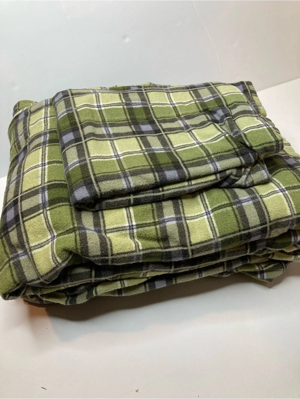 Green Plaid Fleece Sheets Twin - Cozy Home Bedding set of two